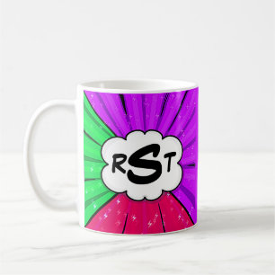 Mug 3 Lettre initiale Monogramme Pop Art Cloud