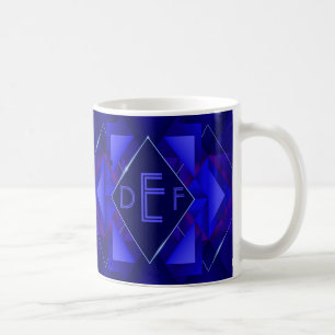 Mug 3 Lettre monogramme initiale Diamant géométrique b