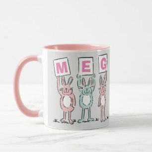 Mug 3 Lettre Nom Fun Rabbits Design