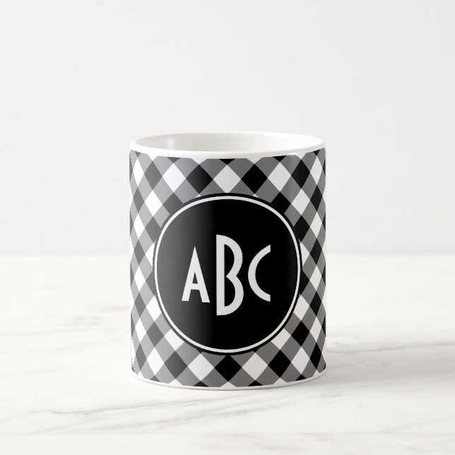 Mug 3 lettres Monogramme plaqué de buffle noir et blan (Centre)