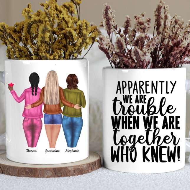 Mug 3 meilleurs amis personnalisés (Personalized 3 Best Friends Trouble Coffee Mug)
