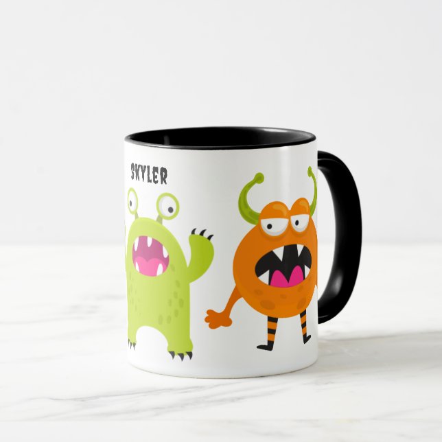 Mug 3 Mignons Petits Monstres Avec Nom (Devant droit)