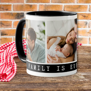 Mug 3 photo Collage photo famille citation noir
