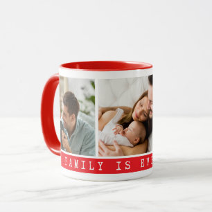 Mug 3 photo Collage photo Famille Citation Rouge