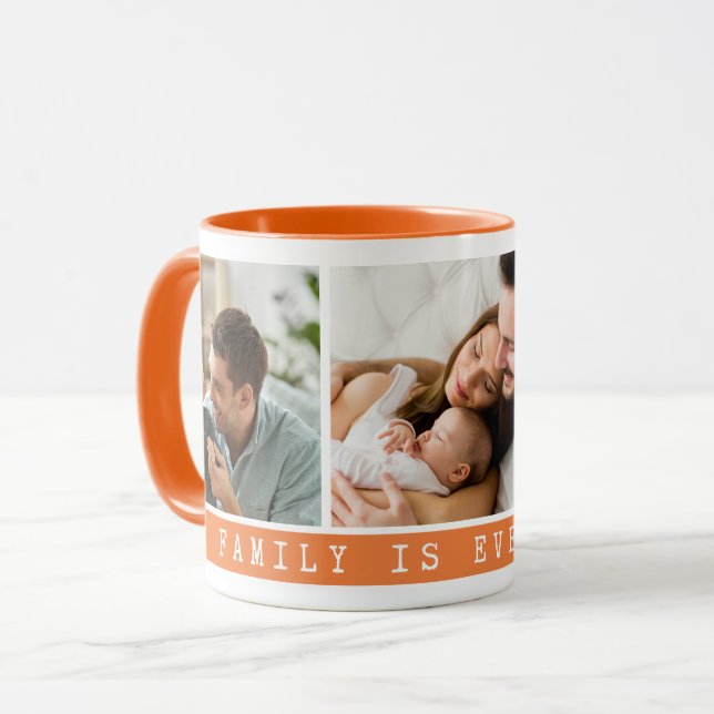 Mug 3 photo Collage photo multiple Famille Citation or (Devant gauche)