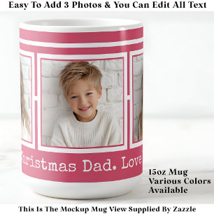 Mug 3 Photos, Long Message, Berry Pink Moderne P31