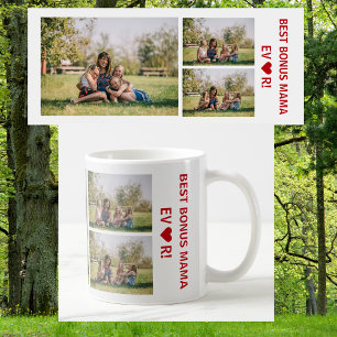 Mug 3 Photos Meilleur Bonus Mama Jamais Coeur Photo Co