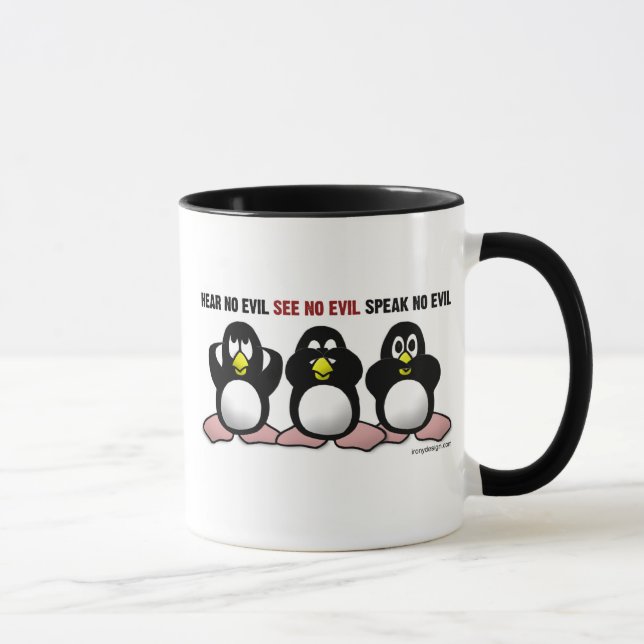 Mug 3 pingouins sages (les deux côtés) (Droite)