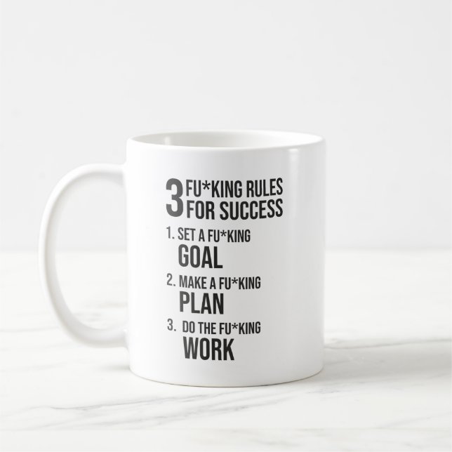 Mug 3 Règles De Réussite - Motivation Dure (Gauche)