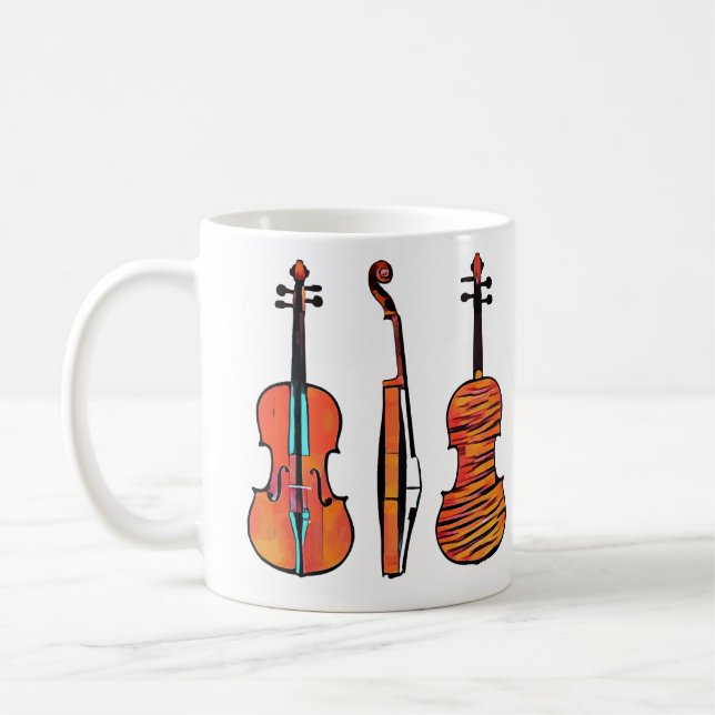 Mug 3 violons Instruments de musique originaux Pop Art (Gauche)