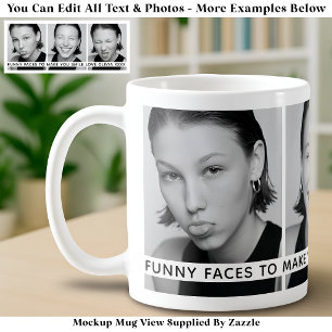 Mug 3 Visages Drôles Photos personnalisées & Long Mess