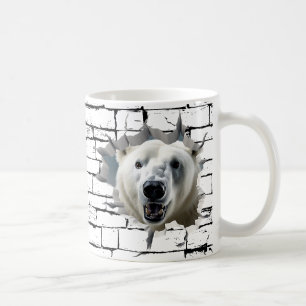 Mug 3D Polar Bear Wall Break Art - Safari réaliste