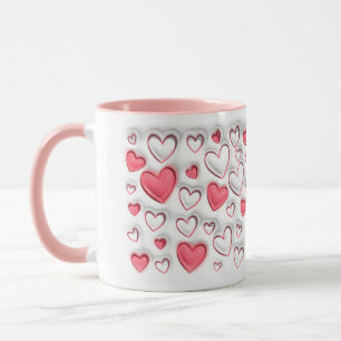Mug 3D Puff effet gonflé Coeurs motif