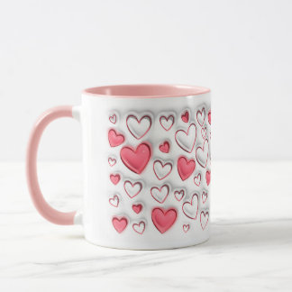 Mug 3D Puff effet gonflé Coeurs motif