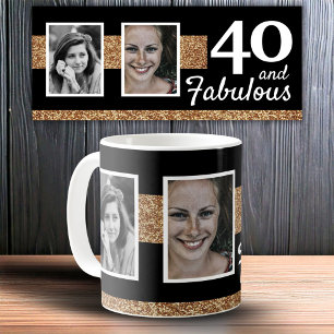 Mug 40 ans et Fabuleux Paillettes Dorées 2 Photo 40e A