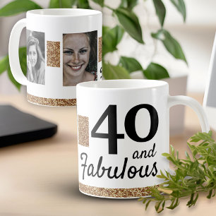 Mug 40 ans et Fabuleux Paillettes Dorées 2 Photo 40e A