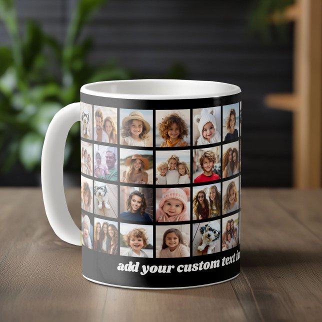 Mug 40 Collage de photos - 4 lignes 10 colonnes - Nom  (Custom Photo Mug)