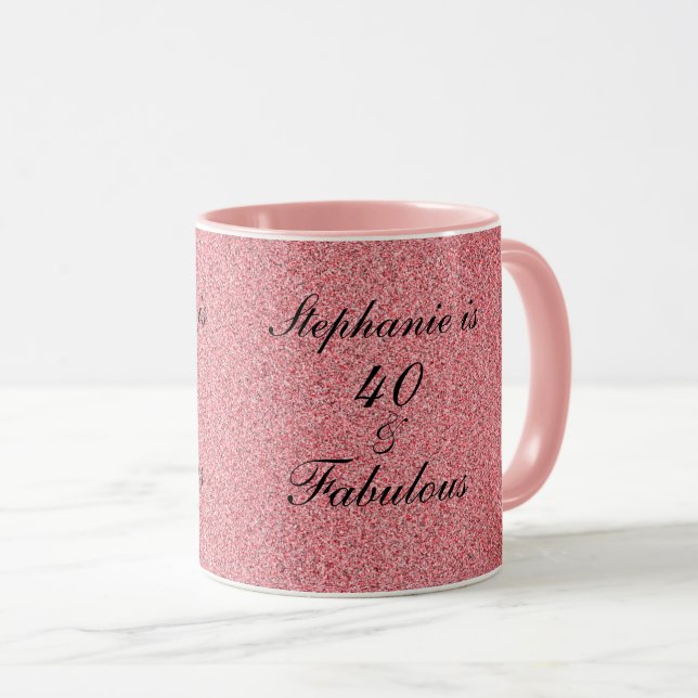 Mug 40 Et Fabulous Anniversaire Rose Pink Blush Cute (Devant droit)