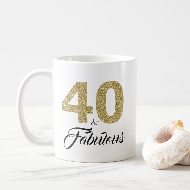 Mug 40 et Fabulous Gold Parties scintillant 40e annive (Avec donut)
