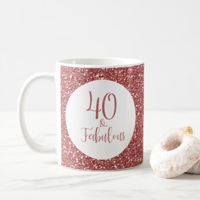 Mug 40 & Fabuleux Anniversaire Rose Parties scintillan (Avec donut)