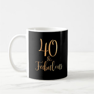 Mug 40 & Fabulous Black Gold Parties scintillant Typog