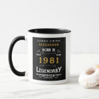 40e anniversaire Né 1981 Noir rétro Personnalisé