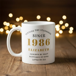 Mug 40e anniversaire personnalisé 1986 Ajouter un nom 