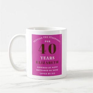 Mug 40th Birthday Vibrant Pink Ajouter Votre Nom