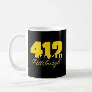 Mug 412 Pittsburgh Yellow Text City Skyline Pittsburgh