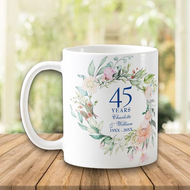 Mug 45e 65e anniversaire du Mariage Pays Floral (45th 65th Wedding Anniversary Country Floral Coffee Mug)