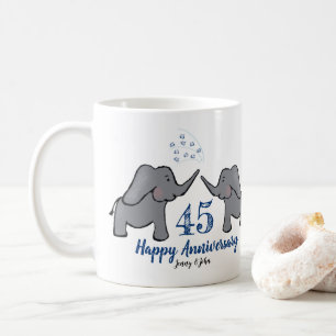 Mug 45e saphir mariage anniversaire éléphant mignon