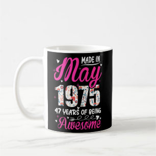 Mug 47e anniversaire stupéfiant depuis mai 1975 Floral