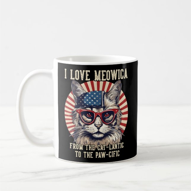 Mug 4 Juillet Chat I Love Meowica Chat Patriotique (Gauche)