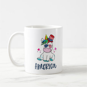 Mug 4 juillet Unicorne avec les États-Unis Drapeau lun