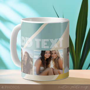 Mug 4 Photo motif à rayures rétro nom funky