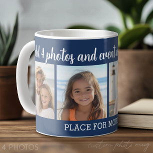 Mug 4 photos en collage avec 2 lignes de texte - Fête