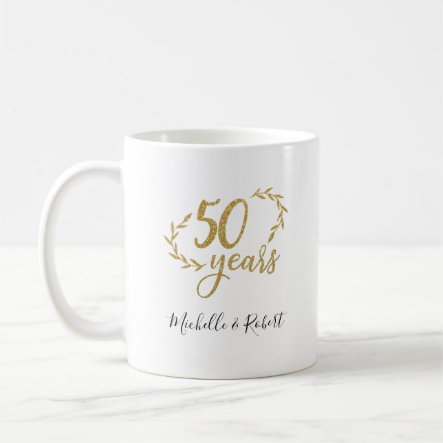 Mug 50 ans mariage anniversaire cadeau parties scintil (Gauche)