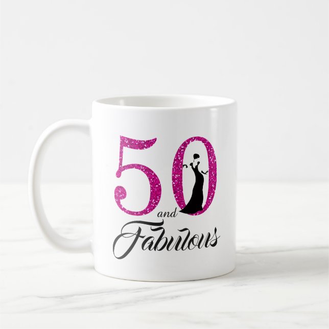 Mug 50 et anniversaire de parties scintillantes roses (Gauche)