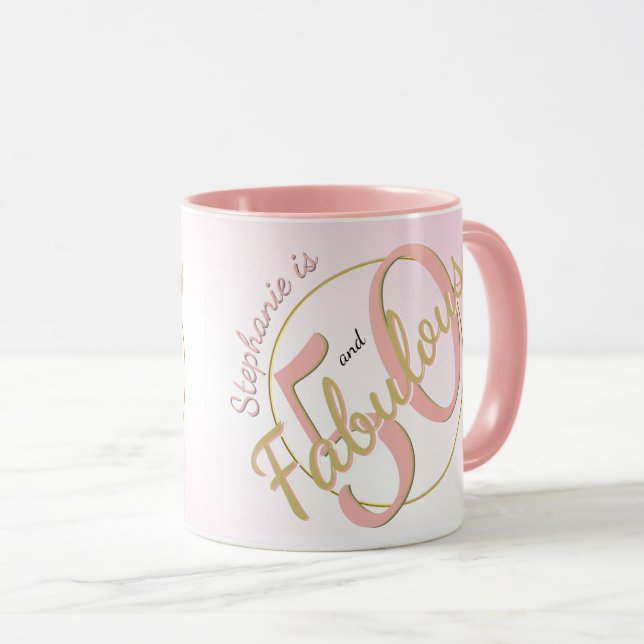Mug 50 et fabuleuse fête d'anniversaire Black/Gold Fun (Devant droit)