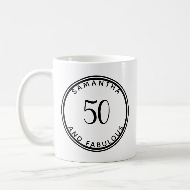 Mug 50 Et fabuleux 50e anniversaire moderne minimal (Gauche)