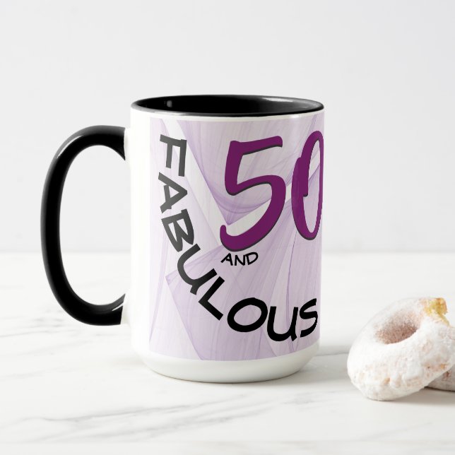 Mug 50 et Fabuleux anniversaire | Purple géométrique (Avec donut)