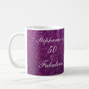 Mug 50 Et Fabuleux Anniversaire Purple Parties scintil