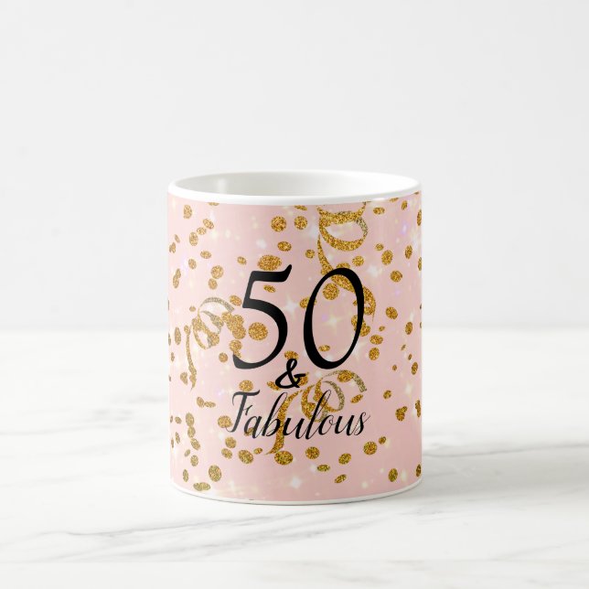 Mug 50 et fabuleux Anniversaire rose avec Dieu Confett (Centre)