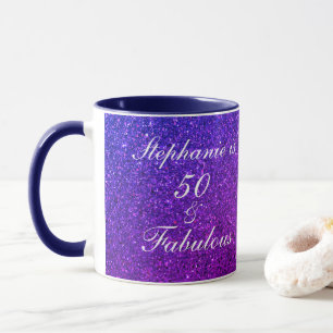 Mug 50 Et Fabuleux Anniversaire Rose Blanc Violet Part