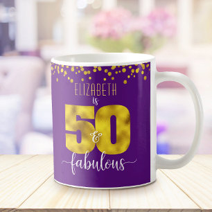 Mug 50 et fabuleux dots de feuille d'or d'anniversaire