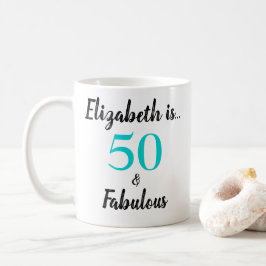 Mug 50 et Fabuleux Turquoise Black Anniversaire
