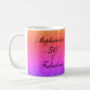 Mug 50 Et Fabulous Anniversaire Pink Purple Parties sc