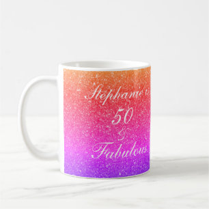 Mug 50 Et Fabulous Anniversaire Pink Purple Parties sc