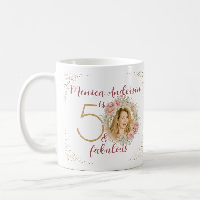 Mug 50 et Fabulous Aquarelle Floral Nom photo (Gauche)