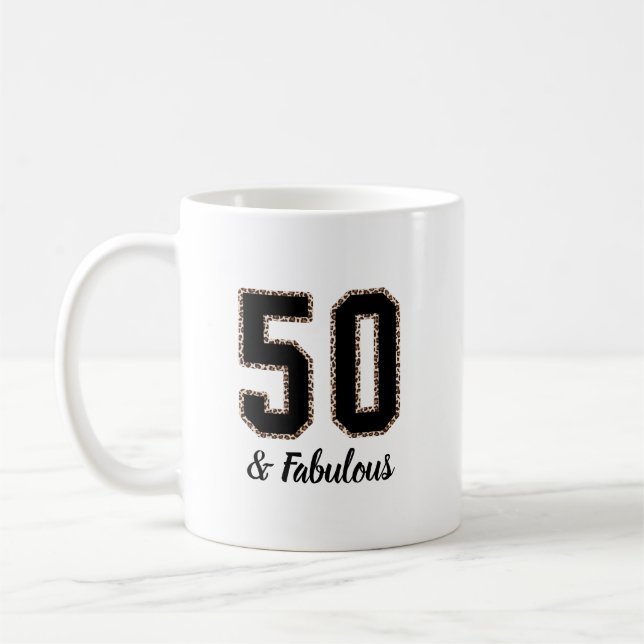 Mug 50 et Fabulous Noir et Empreinte de léopard (Gauche)
